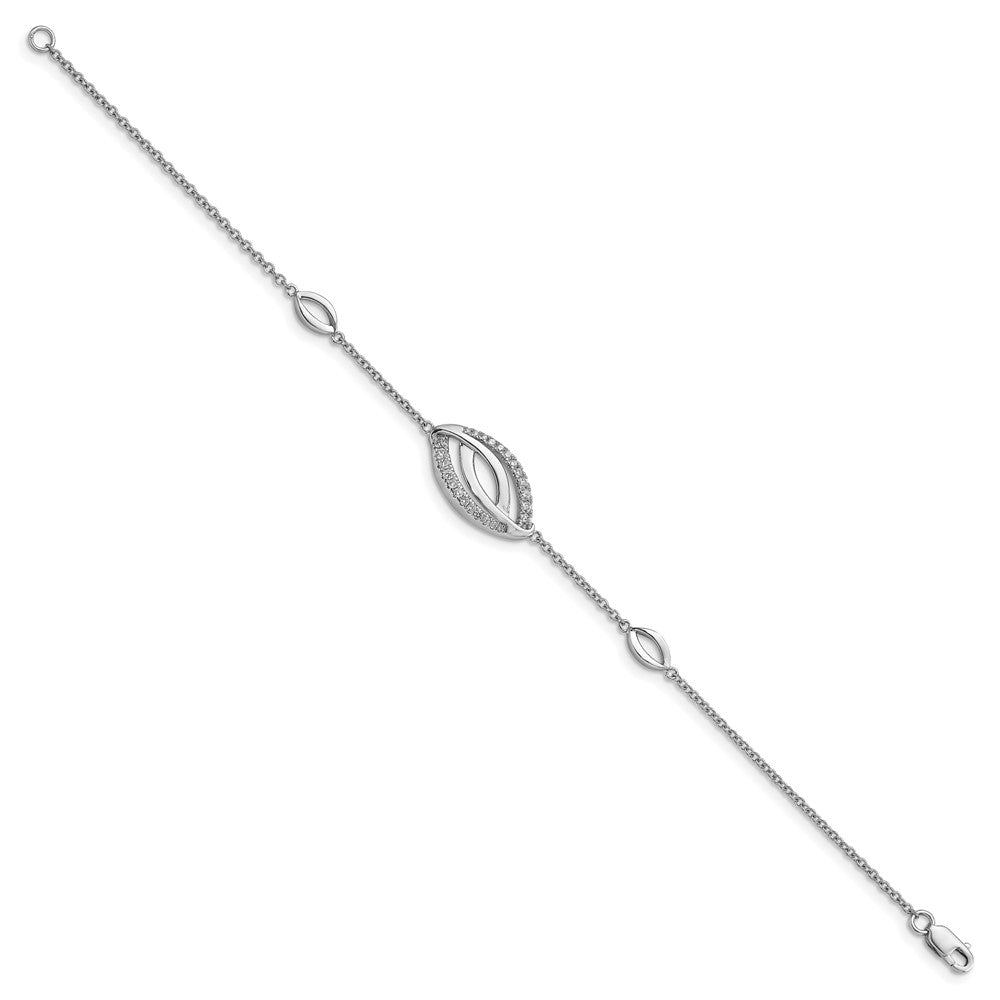 14k White Gold Natural Diamond 7in Bracelet