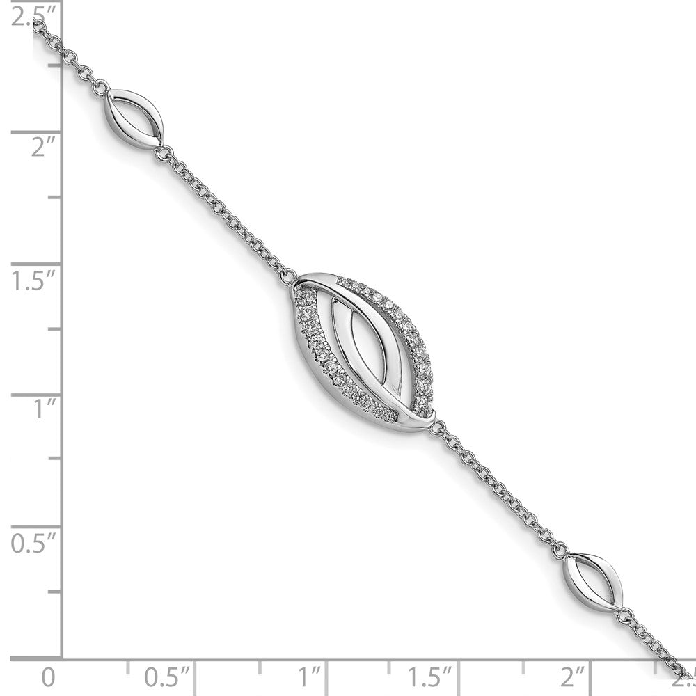 14k White Gold Natural Diamond 7in Bracelet