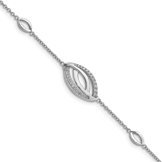 14k White Gold Natural Diamond 7in Bracelet