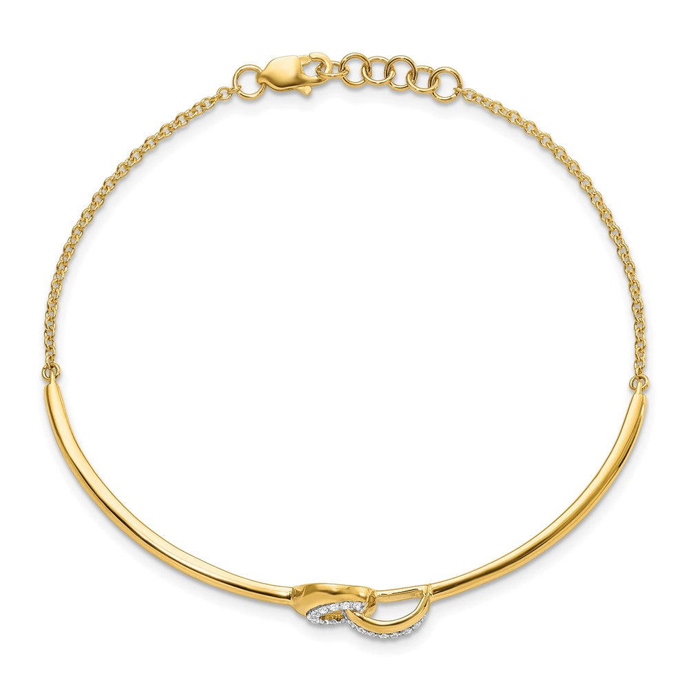 14k Yellow Gold Polished Natural Diamond Fancy Shaped Bar 7in w/.5in ext Bracelet