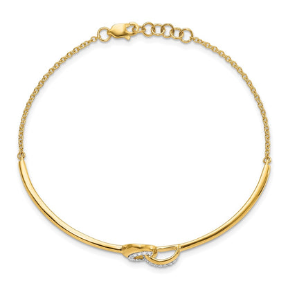 14k Yellow Gold Polished Natural Diamond Fancy Shaped Bar 7in w/.5in ext Bracelet