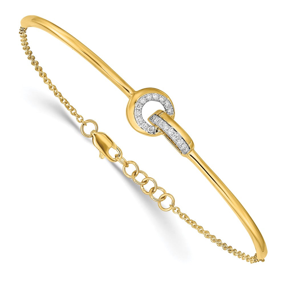 14k Yellow Gold Polished Natural Diamond Fancy Shaped Bar 7in w/.5in ext Bracelet