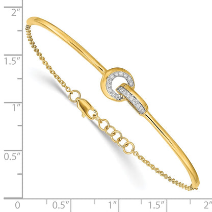 14k Yellow Gold Polished Natural Diamond Fancy Shaped Bar 7in w/.5in ext Bracelet