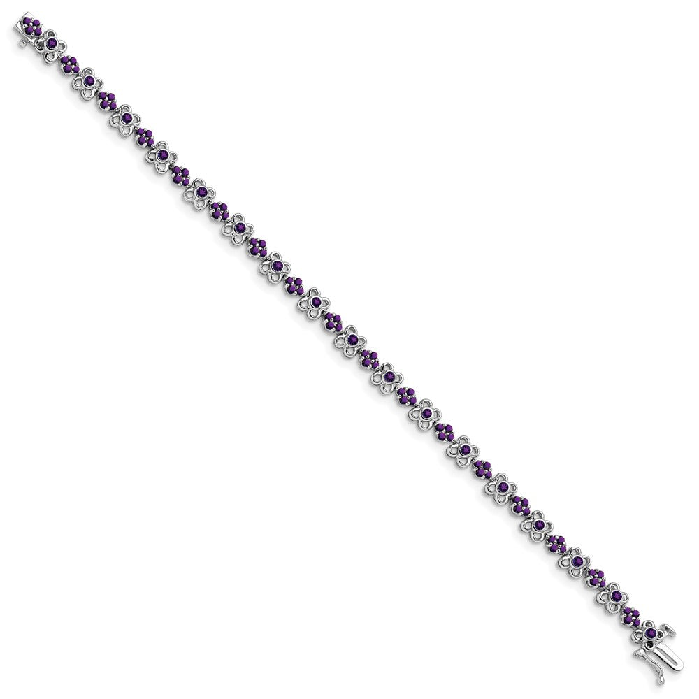 14k White Gold Amethyst Bracelet