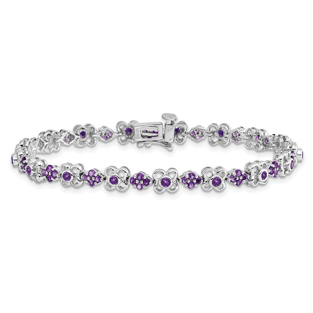 14k White Gold Amethyst Bracelet