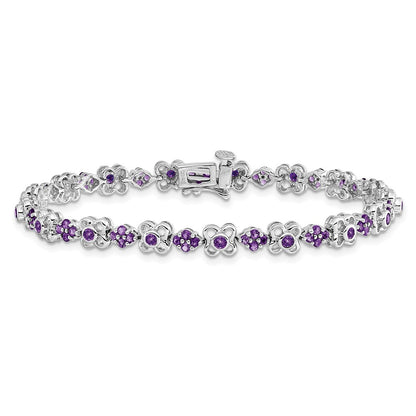 14k White Gold Amethyst Bracelet