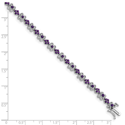14k White Gold Amethyst Bracelet