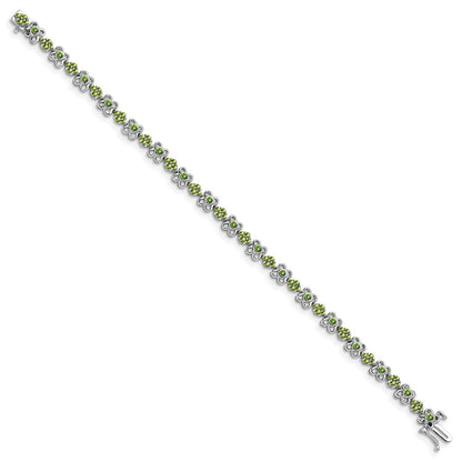 14k White Gold Peridot Bracelet