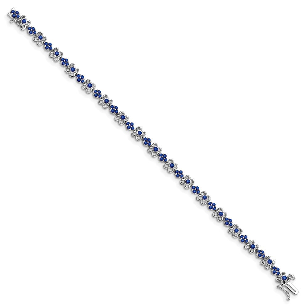 14k White Gold Created Sapphire Bracelet