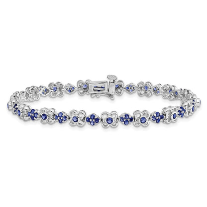 14k White Gold Created Sapphire Bracelet