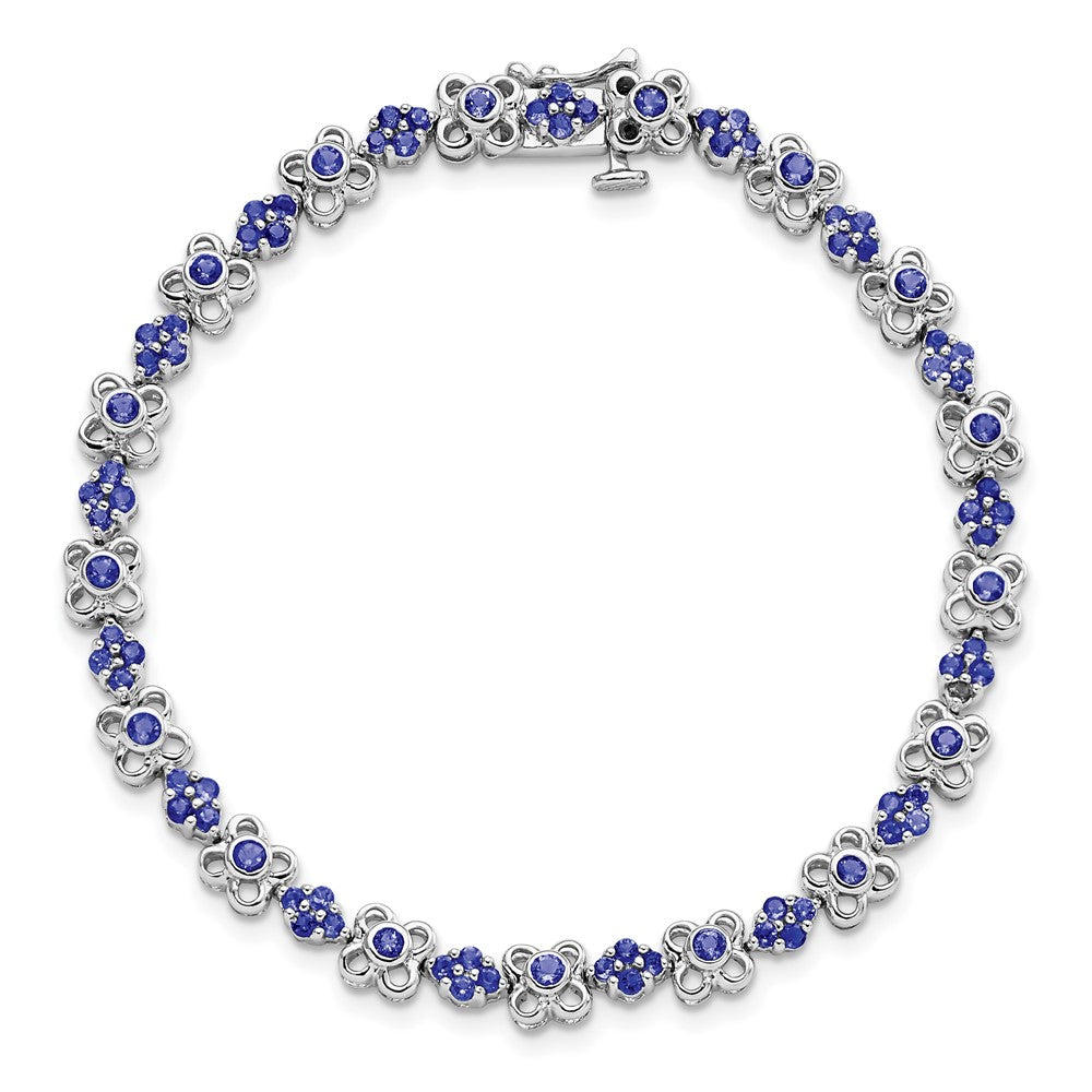 14k White Gold Created Sapphire Bracelet