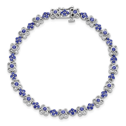14k White Gold Created Sapphire Bracelet