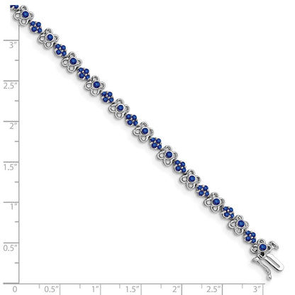 14k White Gold Created Sapphire Bracelet