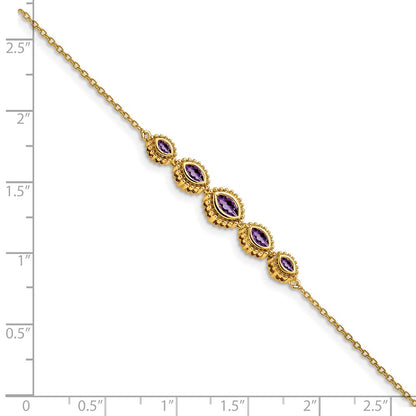 14k Yellow Gold Marquise Amethyst Bracelet