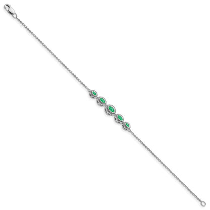 14k White Gold Marquise Emerald Bracelet