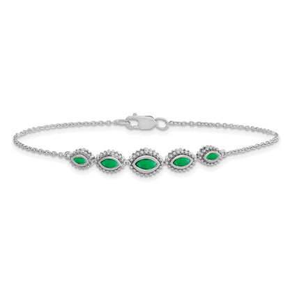 14k White Gold Marquise Emerald Bracelet