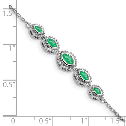 14k White Gold Marquise Emerald Bracelet