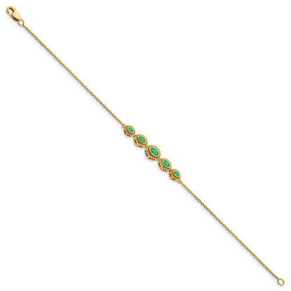 14k Yellow Gold Marquise Emerald Bracelet