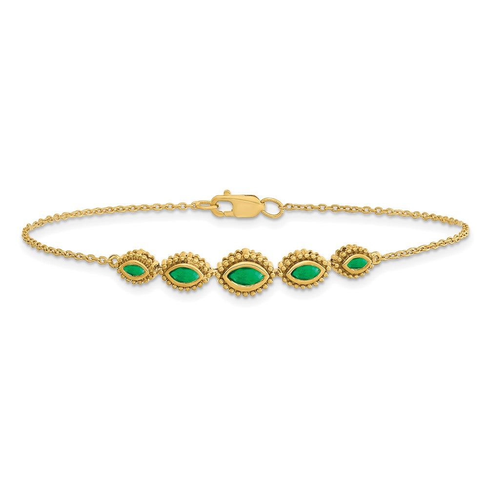 14k Yellow Gold Marquise Emerald Bracelet