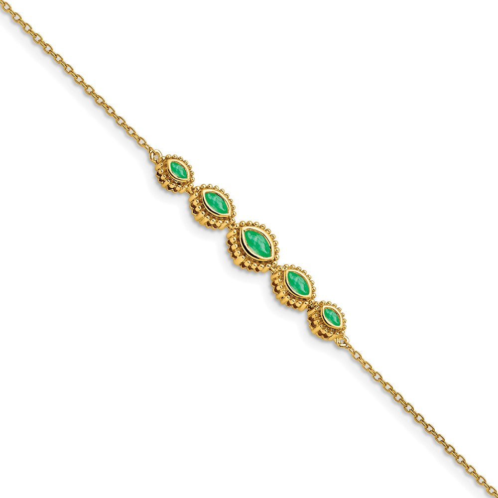 14k Yellow Gold Marquise Emerald Bracelet