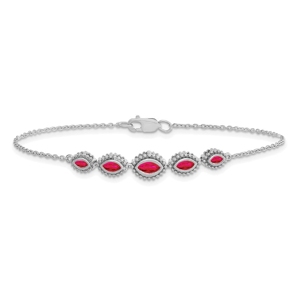 14k White Gold Marquise Ruby Bracelet