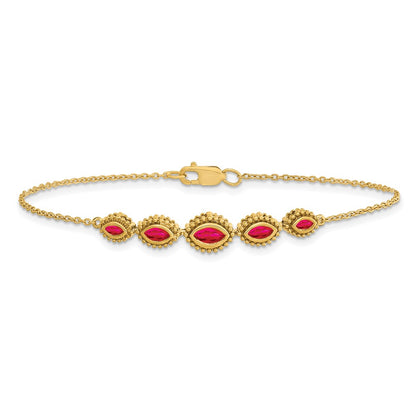 14k Yellow Gold Marquise Ruby Bracelet