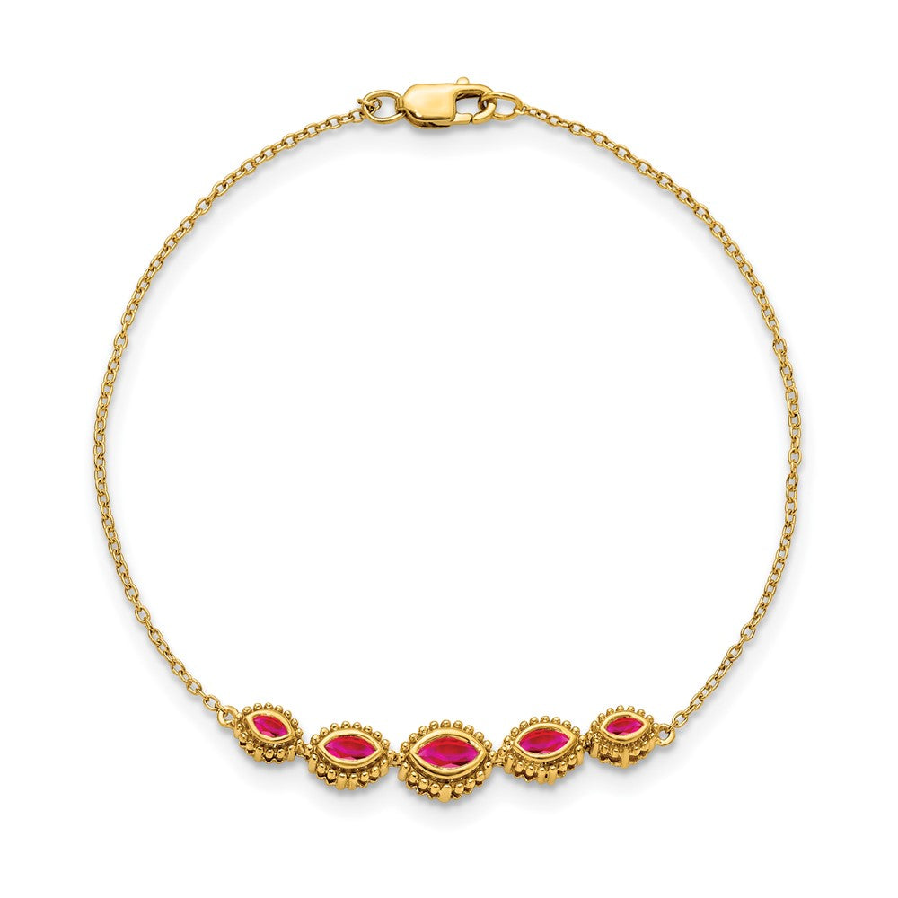 14k Yellow Gold Marquise Ruby Bracelet
