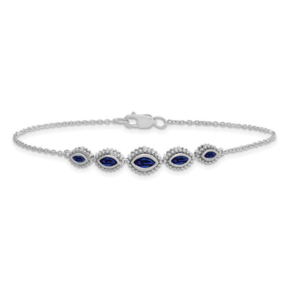 14k White Gold Marquise Sapphire Bracelet