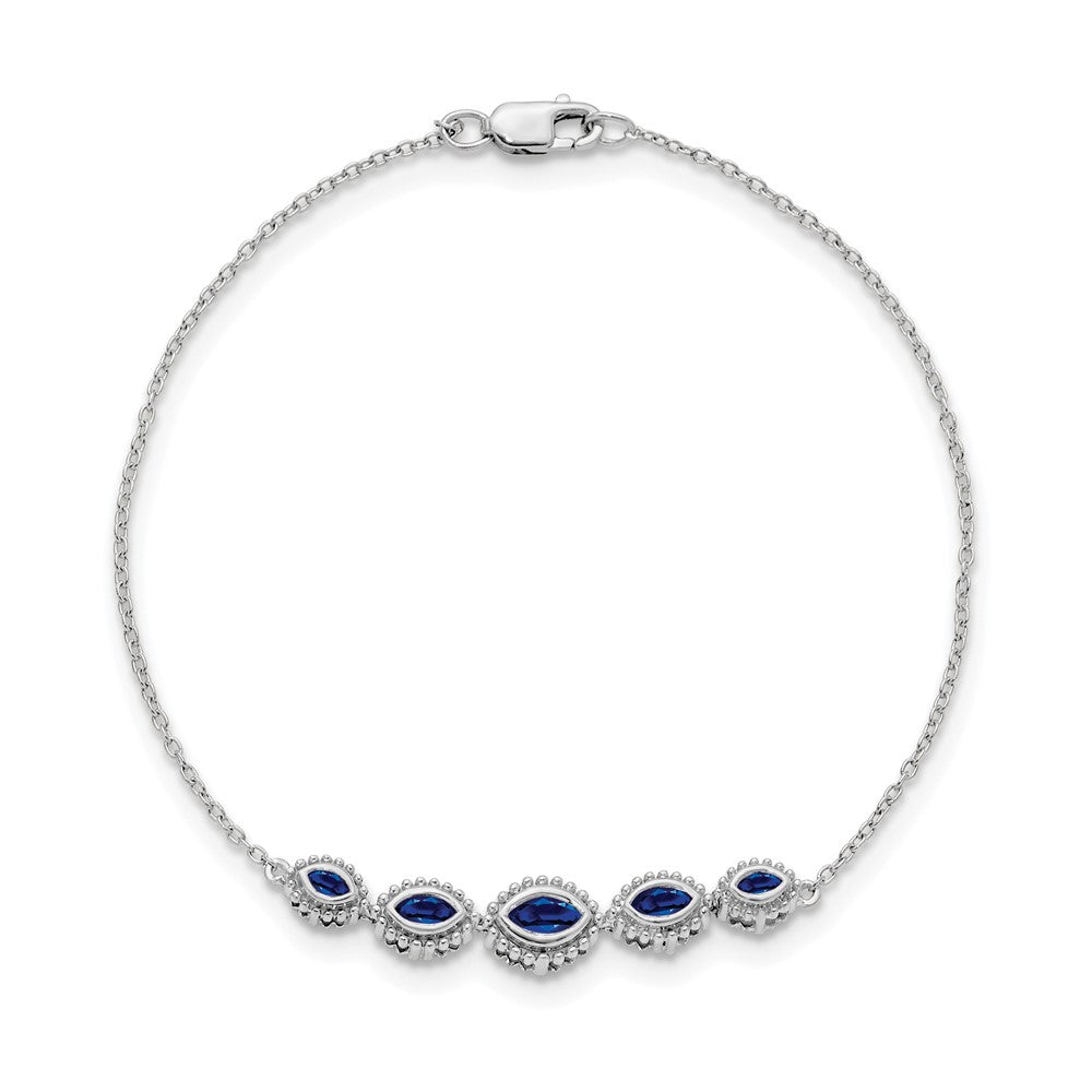 14k White Gold Marquise Sapphire Bracelet