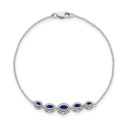 14k White Gold Marquise Sapphire Bracelet