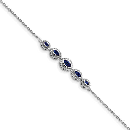 14k White Gold Marquise Sapphire Bracelet
