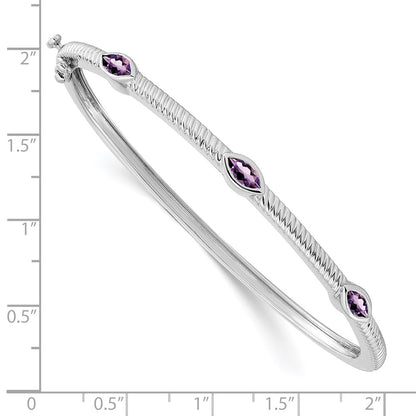 14k White Gold Marquise Amethyst Bangle