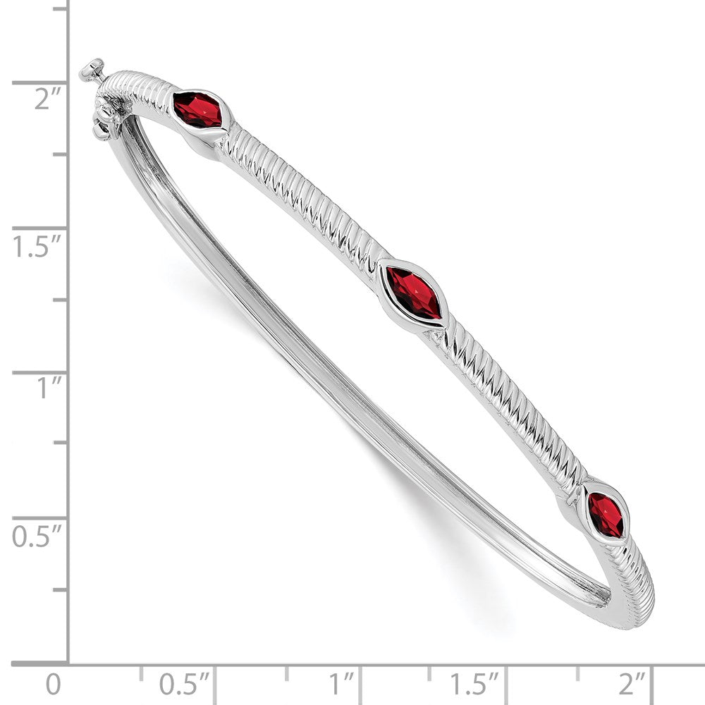 14k White Gold Marquise Garnet Bangle