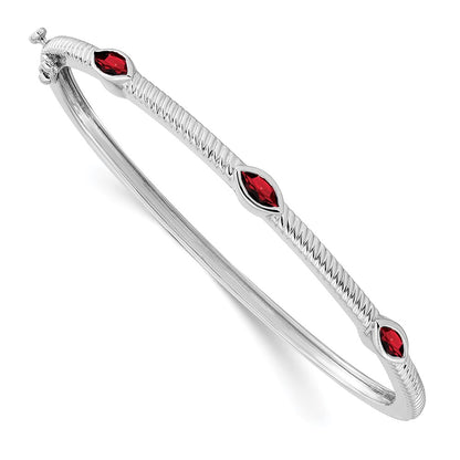 14k White Gold Marquise Garnet Bangle