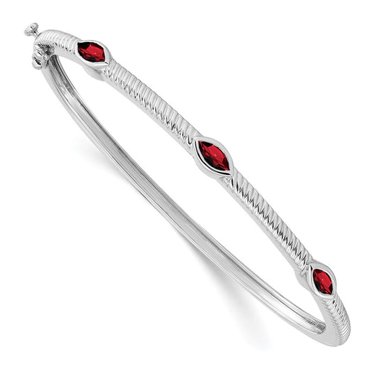 14k White Gold Marquise Garnet Bangle