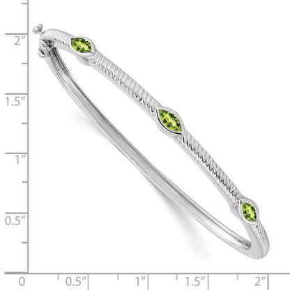 14k White Gold Marquise Peridot Bangle