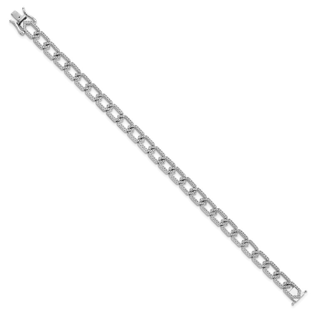 14k White Gold Natural Diamond Fancy Link Bracelet