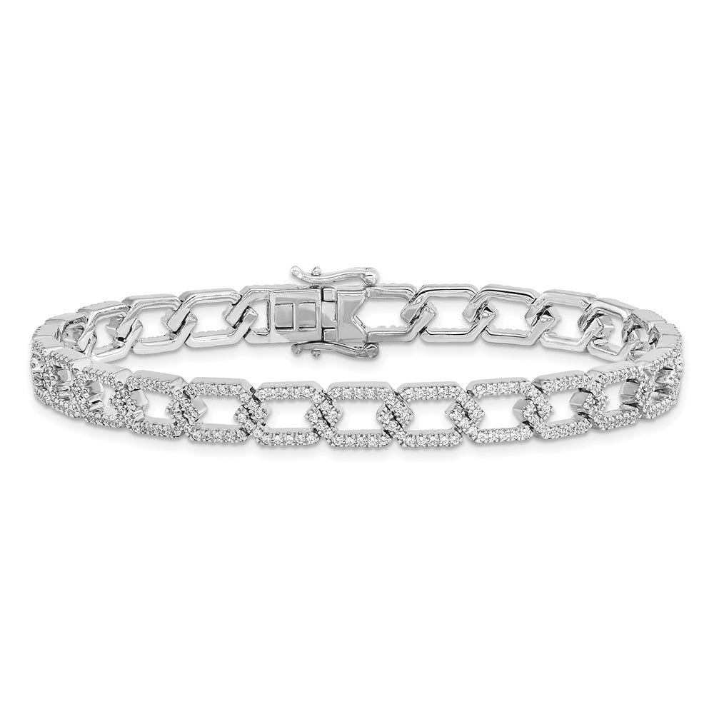 14k White Gold Natural Diamond Fancy Link Bracelet