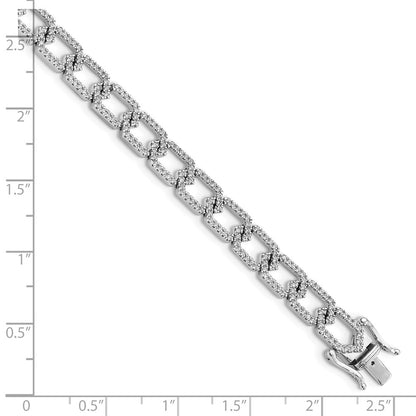 14k White Gold Natural Diamond Fancy Link Bracelet