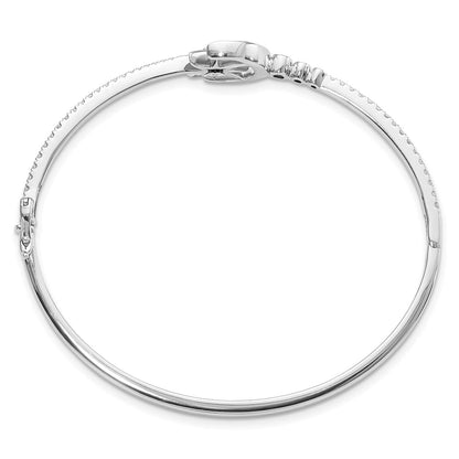 14k White Gold Natural Diamond Star & Moon Bangle