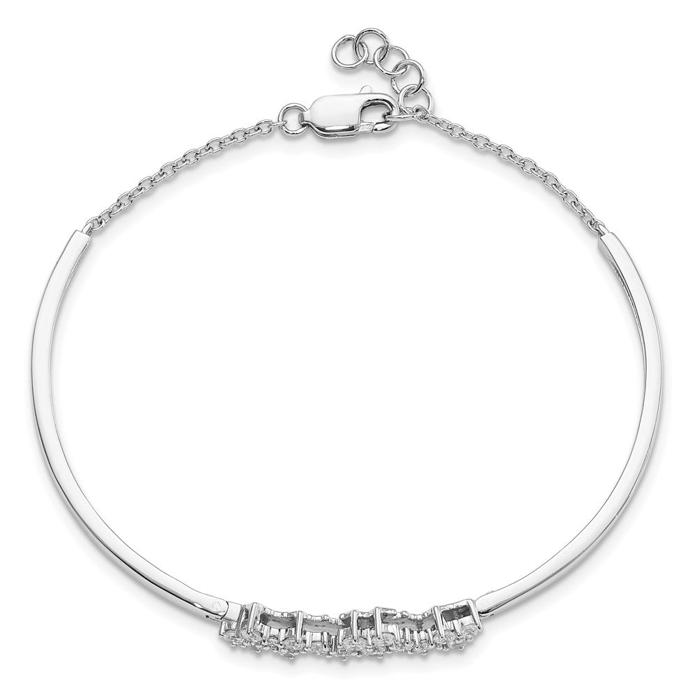 14k White Gold Natural Diamond Bangle Bracelet