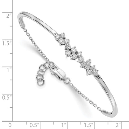 14k White Gold Natural Diamond Bangle Bracelet