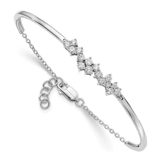14k White Gold Natural Diamond Bangle Bracelet