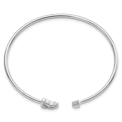 14k White Gold Natural Diamond Celtic Knot Cuff Bangle