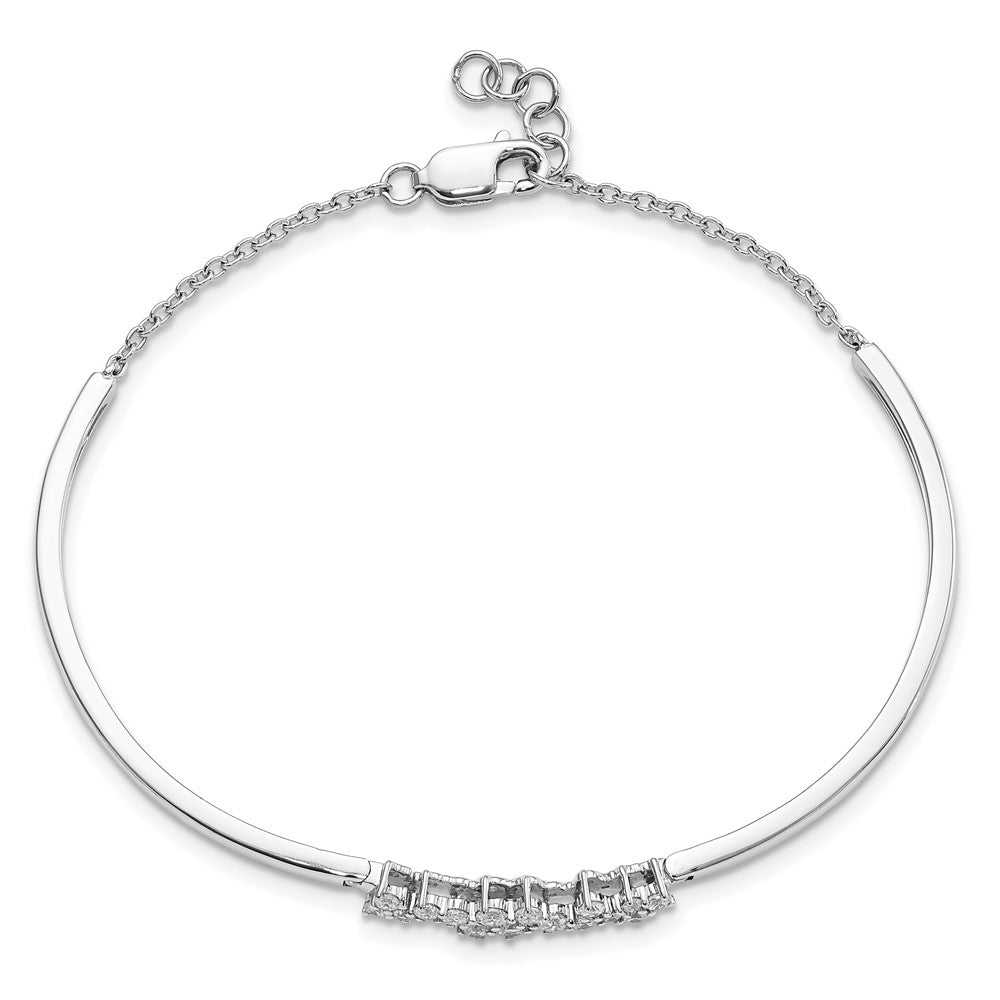 14k White Gold Natural Diamond Bangle Bracelet