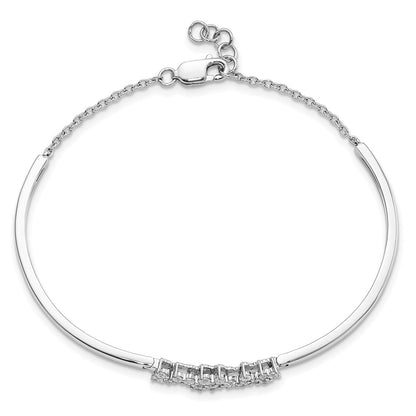 14k White Gold Natural Diamond Bangle Bracelet