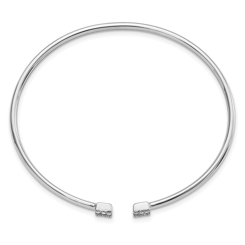 14k White Gold Natural Diamond Cuff Bangle