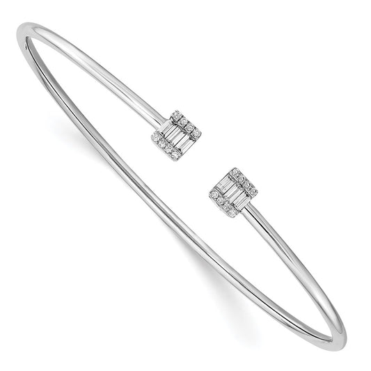 14k White Gold Natural Diamond Cuff Bangle