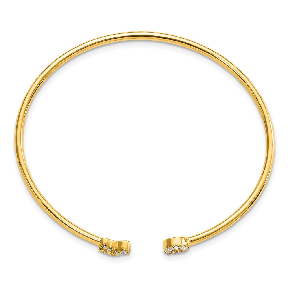 14k Yellow Gold Natural Diamond X & O Cuff Bangle