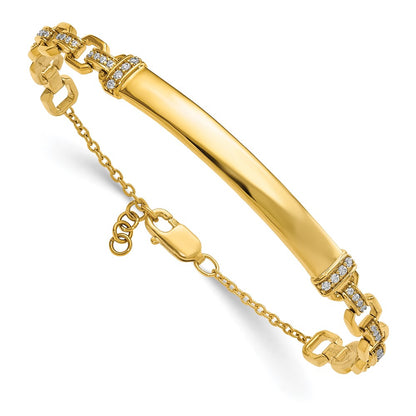 14k Yellow Gold Natural Diamond ID Bracelet
